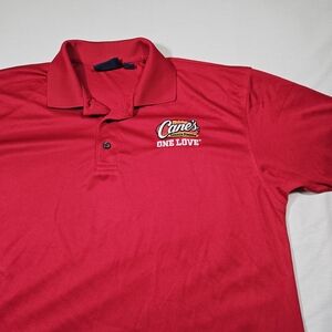 Raising Cane's Chicken Fingers Crew Polo Shirt Red Large Emboroidered One Love